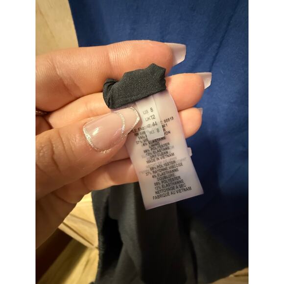 nwt ELIE TAHARI cobalt blue gray soft felt colorblock sleeveless Emory Dress - Picture 4 of 12